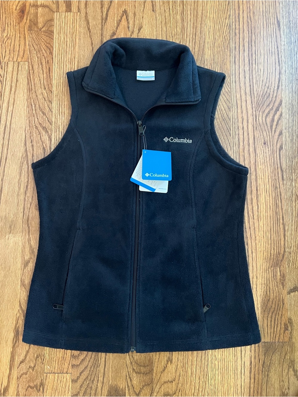 Columbia Women's Black Fleece Vest - Full Zip Lightweight Layer- New with Tags